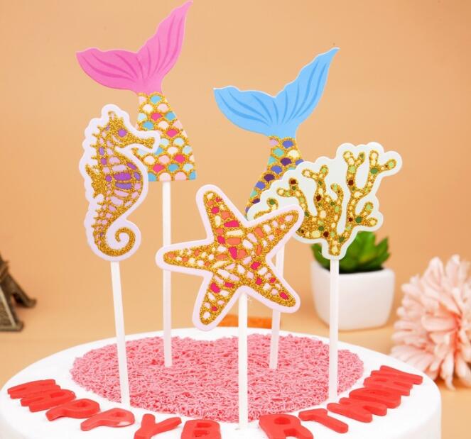 Mermaid Tail Cupcake Topper Kids Birthday Little Mermaid Party Decoration Baby Shower Under The Sea Cake Decor