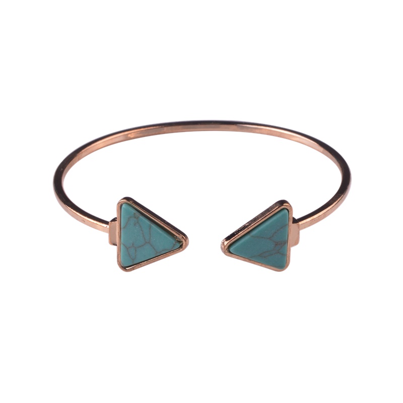 Fashion Green White Geometric Triangle Open Cuff Punk Bracelet Bracelet Marble Stone Bracelet