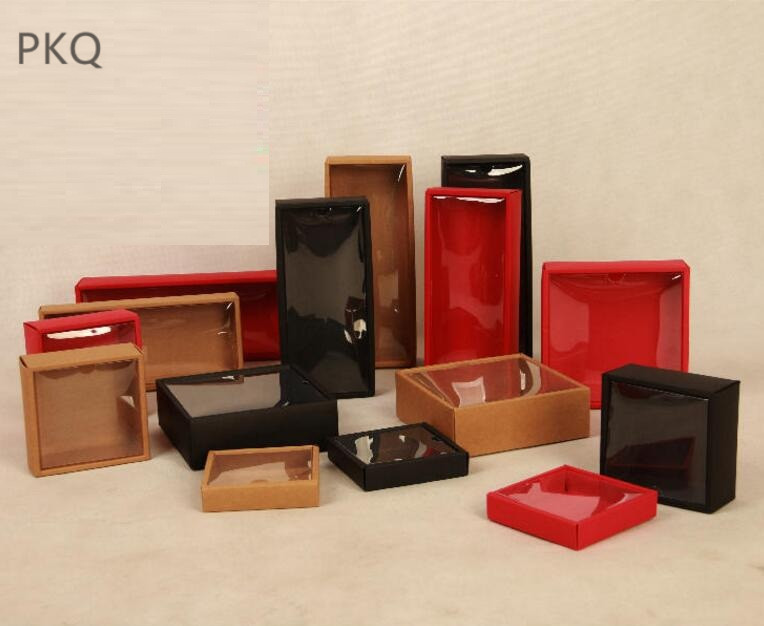 10Pcs/lot 4 sizes Kraft Paper Box with plastic cover Boutique Display Box Clear Gift Packing Boxes Retail Cardboard Carton
10Pcs/lot 4 sizes Kraft Paper Box with plastic cover Boutique Display Box Clear Gift Packing Boxes Retail Cardboard Carton