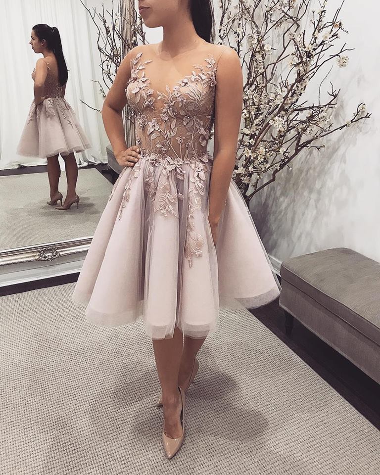new short prom dresses lace appliqued light purple arabic beads evening gowns robe de soiree sleeveless formal party cocktail dress
