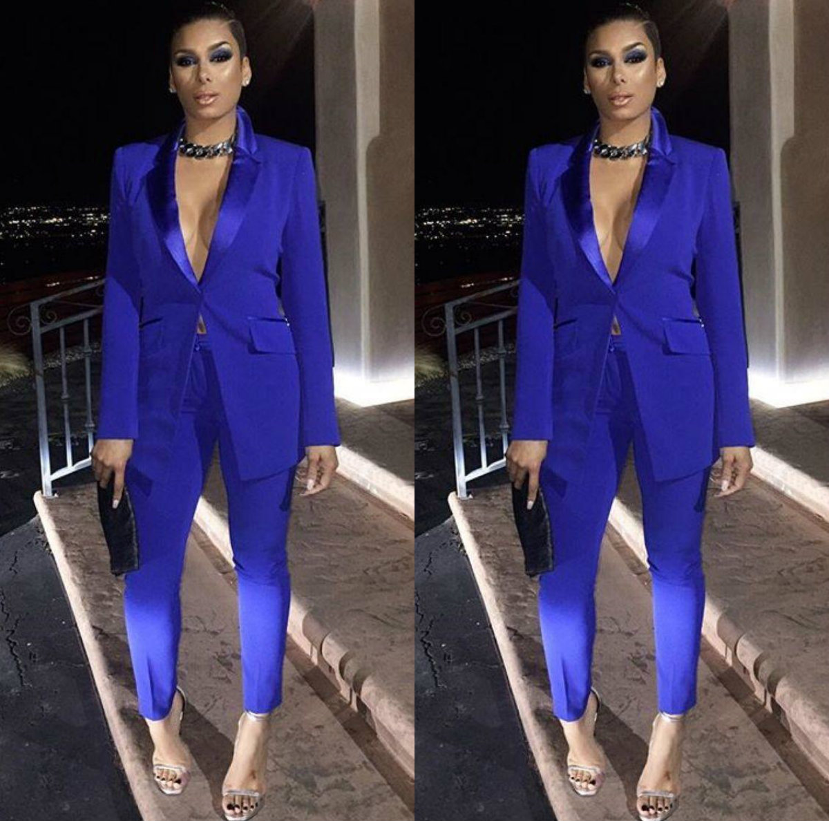 2 Pieces Royal Blue Mother Of The Bride Dresses Custom Made Plus Size Mother Of The Bride Pant Suits Elegant Evening Gowns