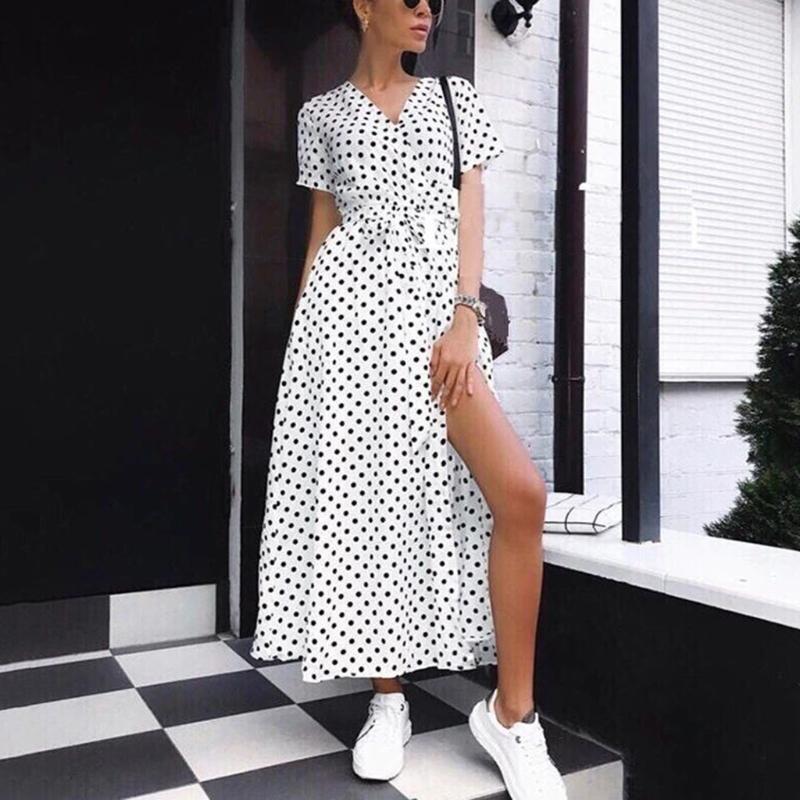 Bohemian Style Women Dress Dot Retro Maxi Long V-neck Wrap Dress Elegant Women Dresses Evening Party High Waist Dresses
Bohemian Style Women Dress Dot Retro Maxi Long V-neck Wrap Dress Elegant Women Dresses Evening Party High Waist Dresses