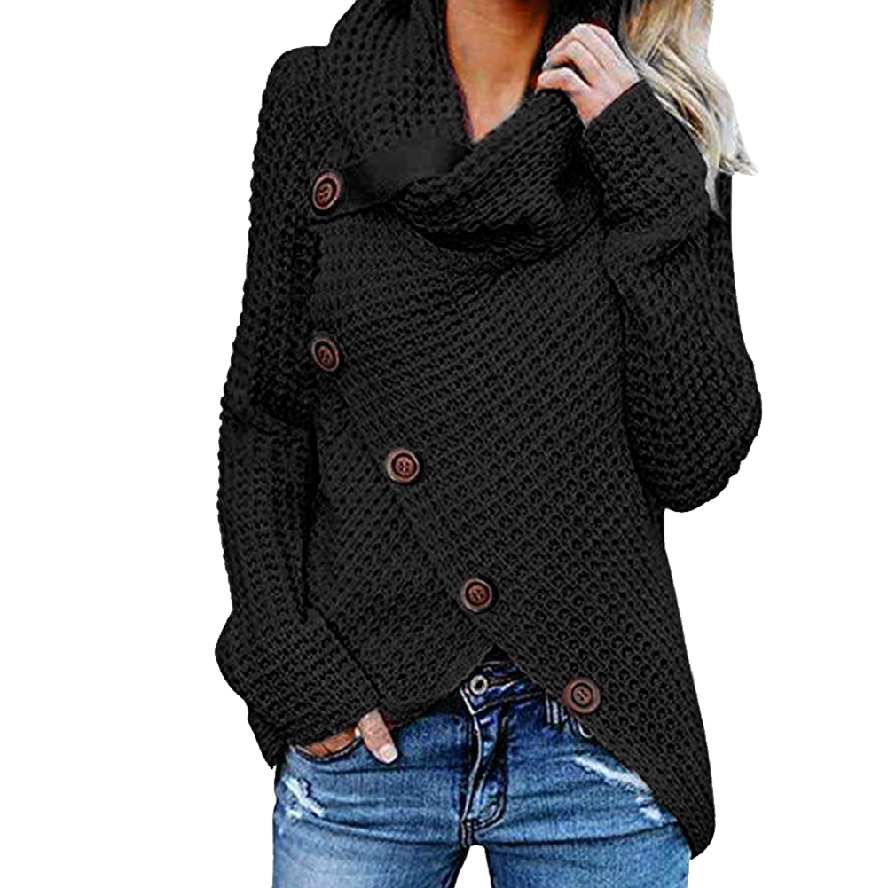High Collar Daily Solid Shopping Casual Hip Button Long Sleeve Dating Women Sweater Warm Loose Autumn Winter Party, Black
High Collar Daily Solid Shopping Casual Hip Button Long Sleeve Dating Women Sweater Warm Loose Autumn Winter Party, Black