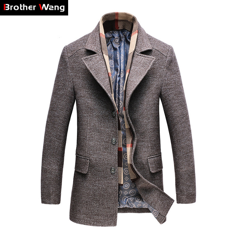 2019 Winter Men's Casual Wool Trench Coat Fashion Business Long Thicken Slim Overcoat Jacket Male Peacoat Brand Clothes 1717 CJ191212, Brown
2019 Winter Men's Casual Wool Trench Coat Fashion Business Long Thicken Slim Overcoat Jacket Male Peacoat Brand Clothes 1717 CJ191212, Brown