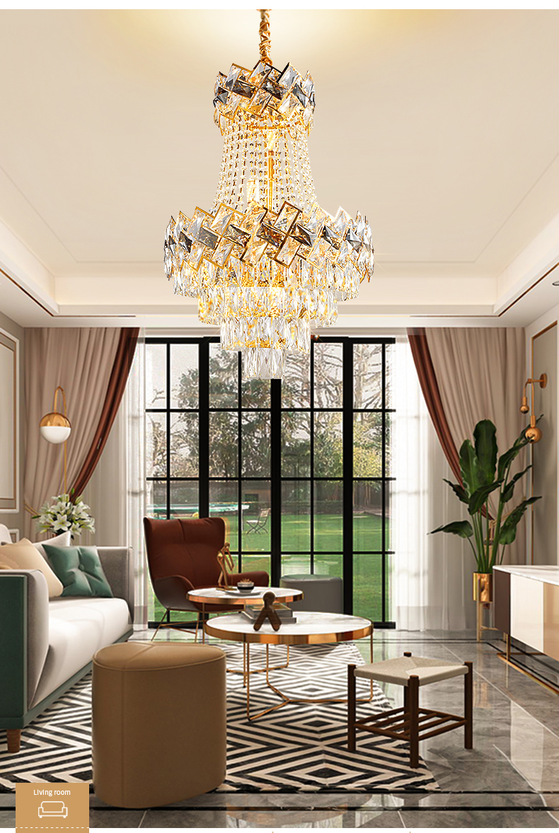Luxurious Modern Crystal Chandelier LED Light American Chandeliers Lights Fixture Home Villa Hotel Lobby Hall Restaurant Hanging Lamps