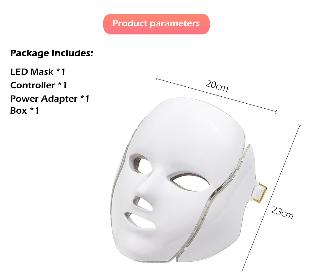 7 Colors Light Led Facial Mask Machine Red Light Therapy Beauty Device with Neck Skins Rejuvenation Skin Care Anti Acne Whitening