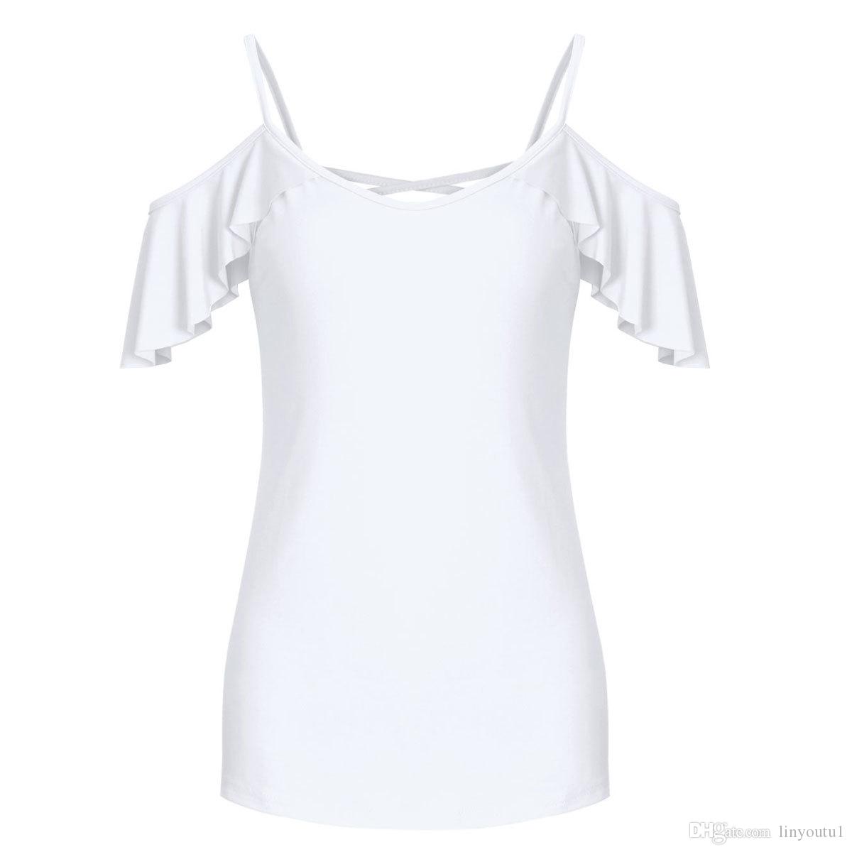 2020 Sexy Off Shoulder Top Blouse Women Half Sleeve Spaghetti Strap Ruffle Womens Tops And Blouses Summer 2019 Shirt