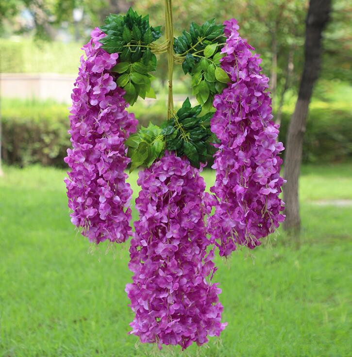 Wisteria wine Elegant Artificial Silk Flower Wisteria Vine Rattan For Wedding Center pieces Decorations Bouquet Garland
