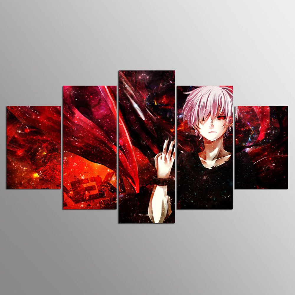 5 Panel Anime Tokyo Ghoul Kaneziki Wall Art Picture Home Decoration Living Room Canvas Print Wall Picture Printing On Canvas No Frame