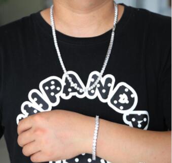 Vecalon Hip hop tennis chain necklace with cz paved for men jewelry with white gold plated long chain tennis necklace mens jewelry