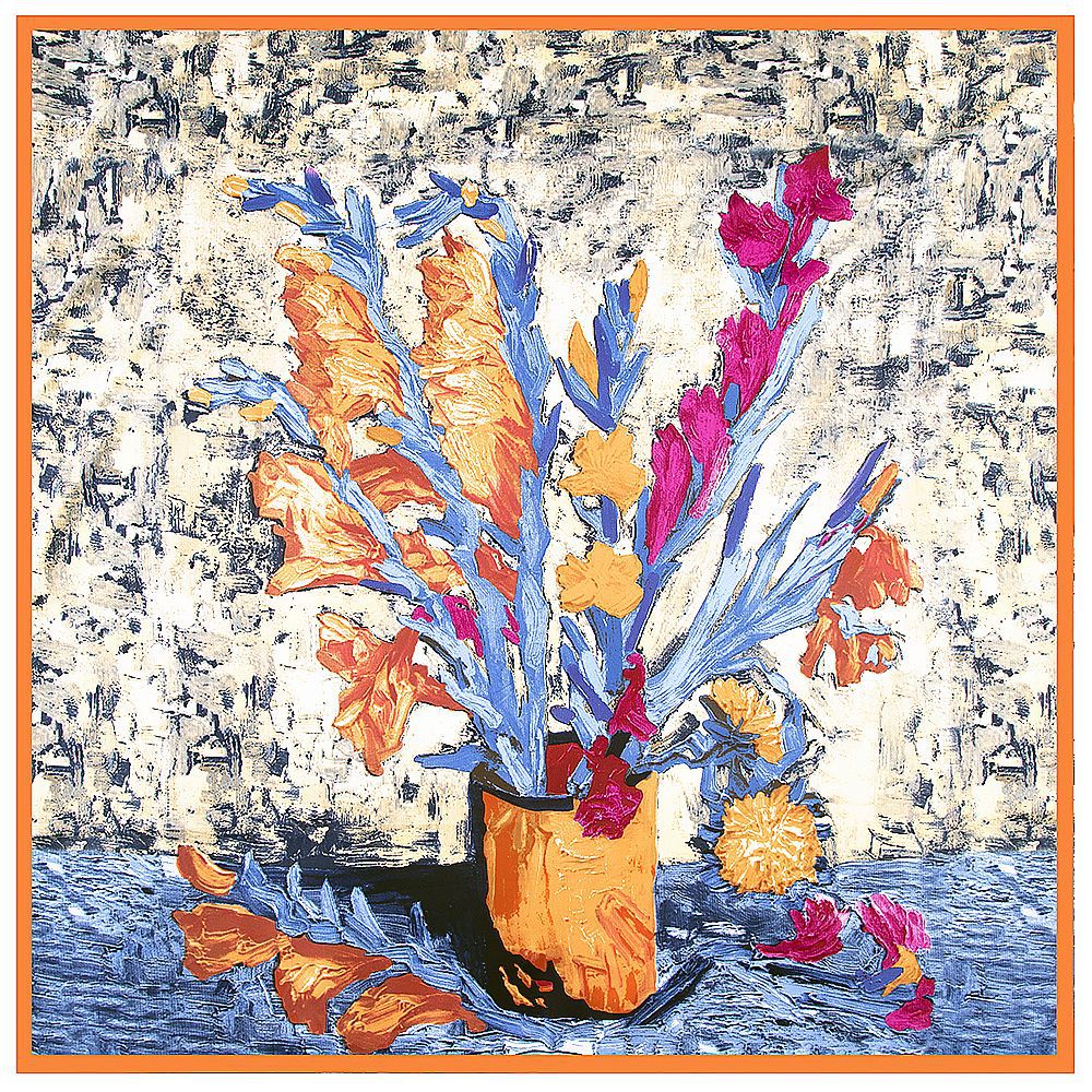 Women Silk Square Scarf Van Gogh Oil Painting Flowers Print Shawls And Wraps Foulard Femme Luxurious Hijab Head Scarves 130*130cm