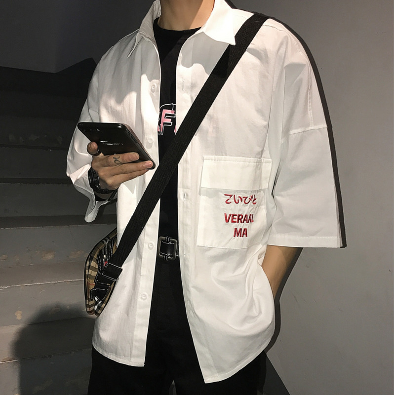 Spring And Summer 2019 Streetwear Hip Hop Seven-quarter Sleeve Shirt Easy Solid Color Loose Clothes Trend Shirts Men, Black
Spring And Summer 2019 Streetwear Hip Hop Seven-quarter Sleeve Shirt Easy Solid Color Loose Clothes Trend Shirts Men, Black