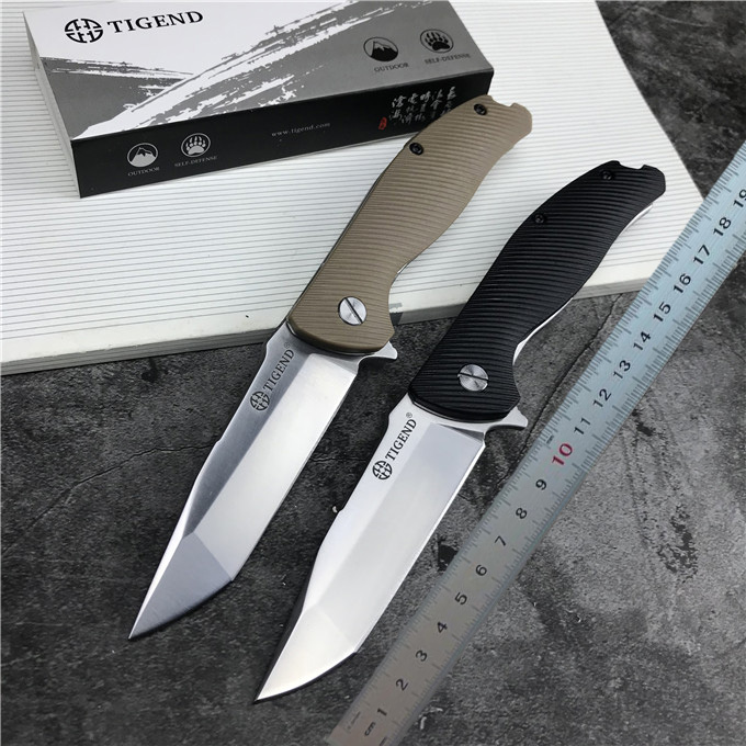 Jefrey Collins Handle 2 Colors Flipper Folding Knife 440C Satin Blade Fiber Nylon + Stainless Steel Sheets Handles Ball Bearing Knives +