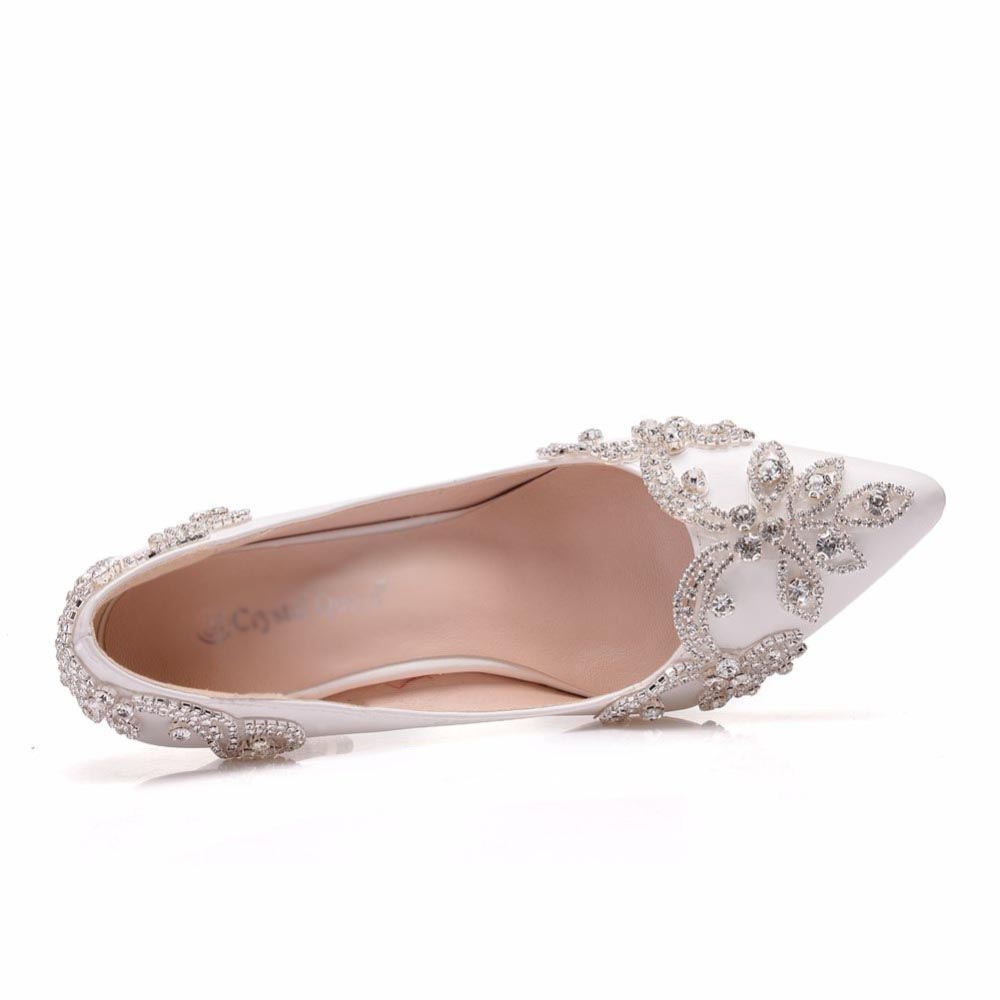 Hot Sale-al Heels Pointed Toe High Heels Pumps Rhinestone Bridal Wedding Shoes Pearls Party Evening Shoes