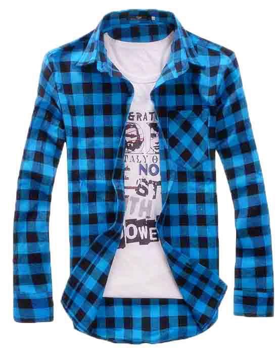 Fashion Men Vintage Shirts Plaid Check Long Sleeve Shirt Slim Fit Shirts for Men High Quality Men's Clothing Shirts M-2XL
