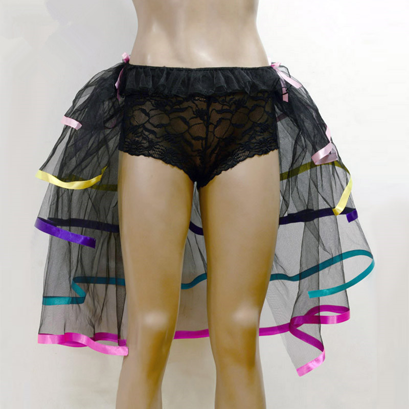 Women Layered Mesh Tutu Skirt Party Queen Satin Striped Hem Sexy Club Dance Party Ruffle Ball Gown Skirts Faldas Mujer Jupe