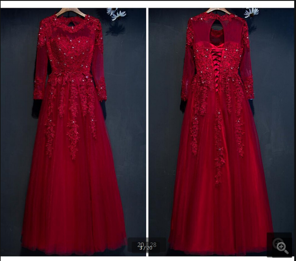 2019 attractive wholesale wine lace tulle beaded evening dress appliques hollow back sexy long sleeve prom party evening gowns on sale, Chocolate
2019 attractive wholesale wine lace tulle beaded evening dress appliques hollow back sexy long sleeve prom party evening gowns on sale, Chocolate