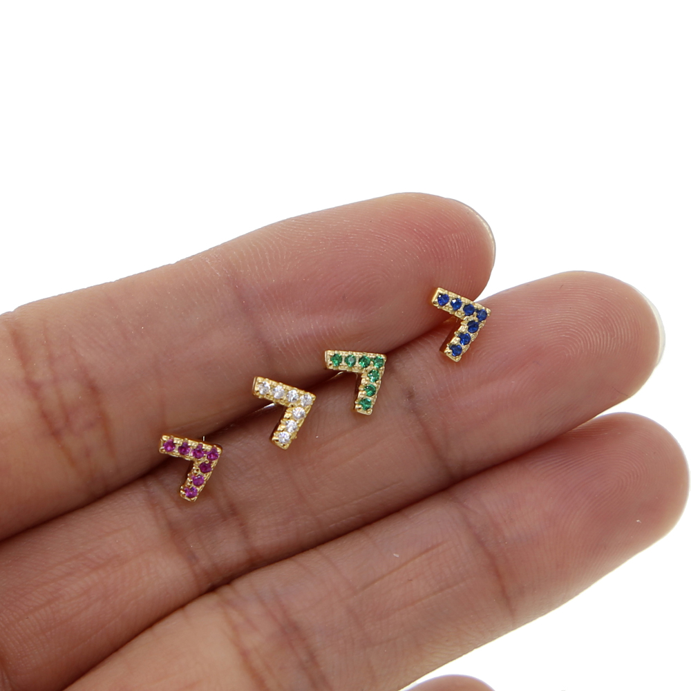 925 Sterling silver simple multi piercing stud V Arrow stud earring 4 color minimal delicate dainty studs for girl