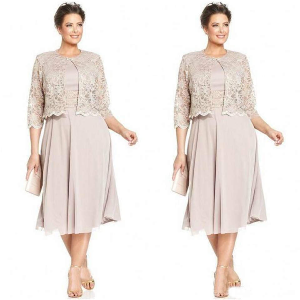 Elegant Mother Of The Bride Groom Dress With Jacklet High Quality Chiffon Lace Formal Wedding Party Gown Plus Size vestido de madrinha