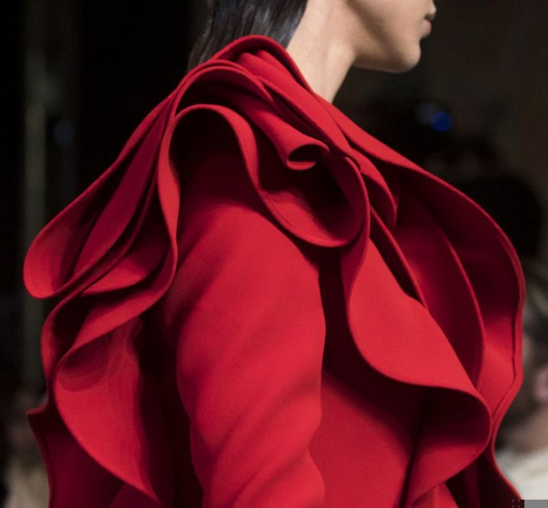 Red Jumpsuits Elie Saab 2019 Evening Dresses Ruffles Long Sleeve Prom Gowns Simple Satin Floor Length Party Dress