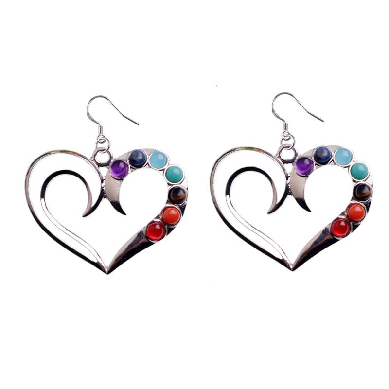 Seven chakra gemstone handmade heart necklace ladies winter sweater exquisite necklace