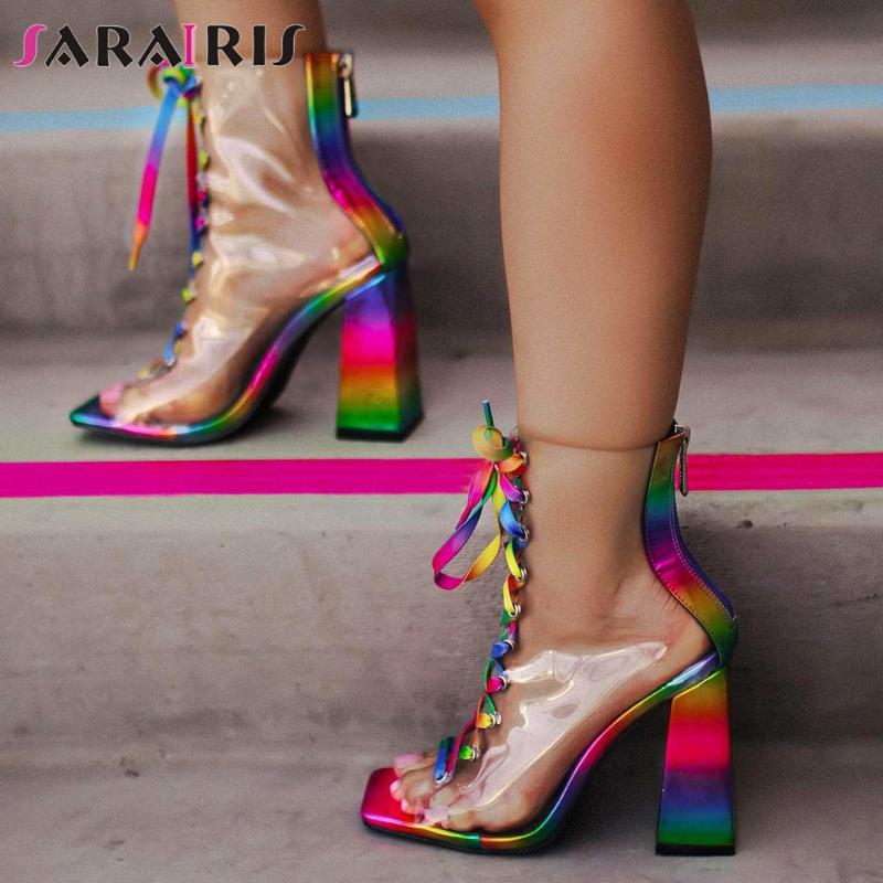 SARAIRIS Cool Transparent Summer Sandals New Colorful Heeled Sandals Women lace-up Peep Toe Gladiator Shoes Woman, Blue
SARAIRIS Cool Transparent Summer Sandals New Colorful Heeled Sandals Women lace-up Peep Toe Gladiator Shoes Woman, Blue