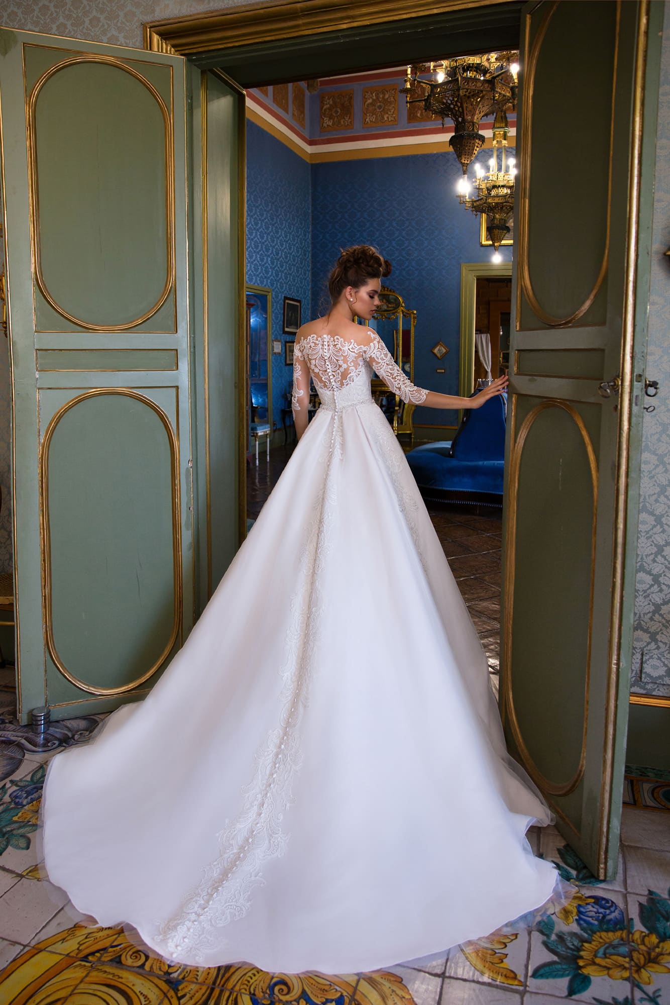 Lussanobridal Beach Wedding Dresses Sheer Neck 3/4 Sleeves Lace Bridal Gowns Boho Plus Size Wedding Dress vestido de novia
