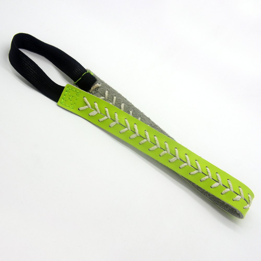 2025 green softball white stitching really leather headbands whosale retail hairbow