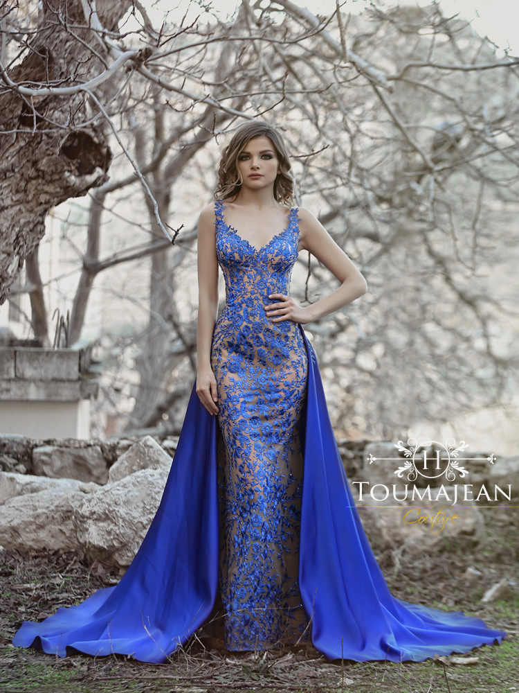 Toumajean Classy Mermaid Prom Dresses With Detachable Train Illusion Bodice Lace Appliqued Evening Gowns Dubai Arabic Formal Party Dresses