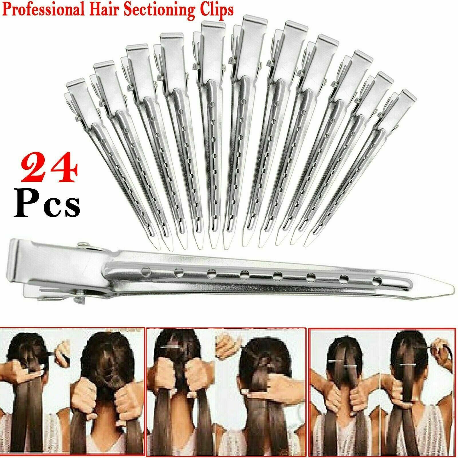 24pcs Hair Sectioning Clips Metal Crocodile Hairdressing Salon Grip Clamps Clip in hair extensions