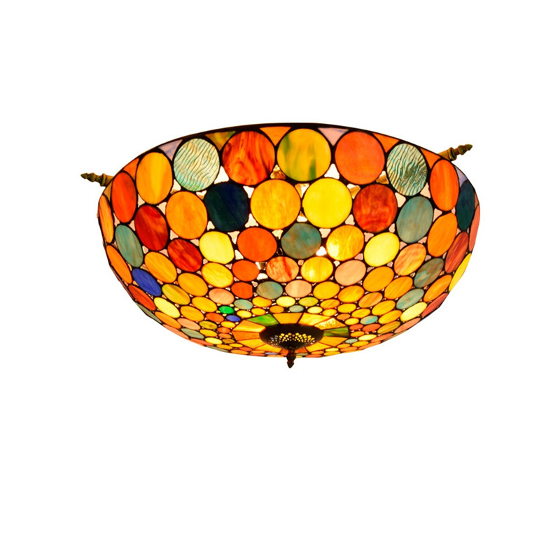European retro creative glass lamp Tiffany stained glass living room dining bar bedroom art semi-ceiling lamp TF026