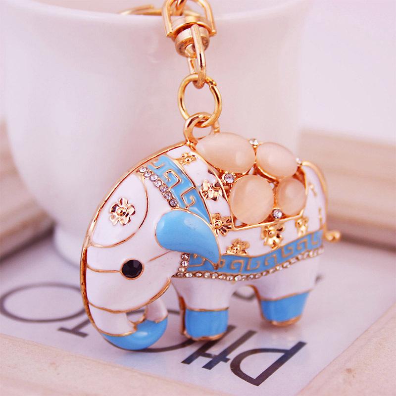 Drip Oil Alloy Car Keychain Keyring Car Accessories Cute Animal Elephant Key Chain Ring Holder For Women Bag Accessories