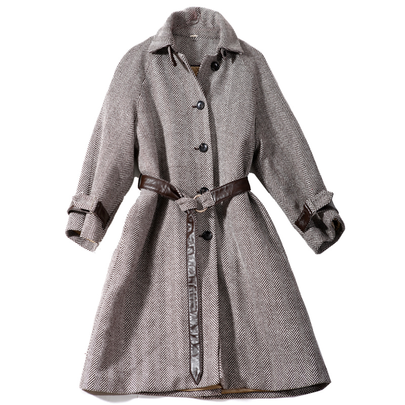 wool cotton blend twill women high grade long cardigan coat sheep leather spliced single breasted EU size /M/L, Coffee brown
wool cotton blend twill women high grade long cardigan coat sheep leather spliced single breasted EU size /M/L, Coffee brown