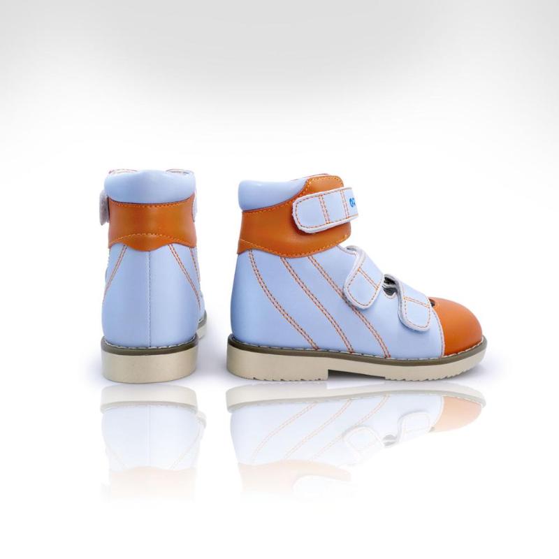 Children Leather Sandals Orthopedic Shoes for Boys Girls Closed Toe Arch Support Insole Blue Color Corrective Footwear for Kids