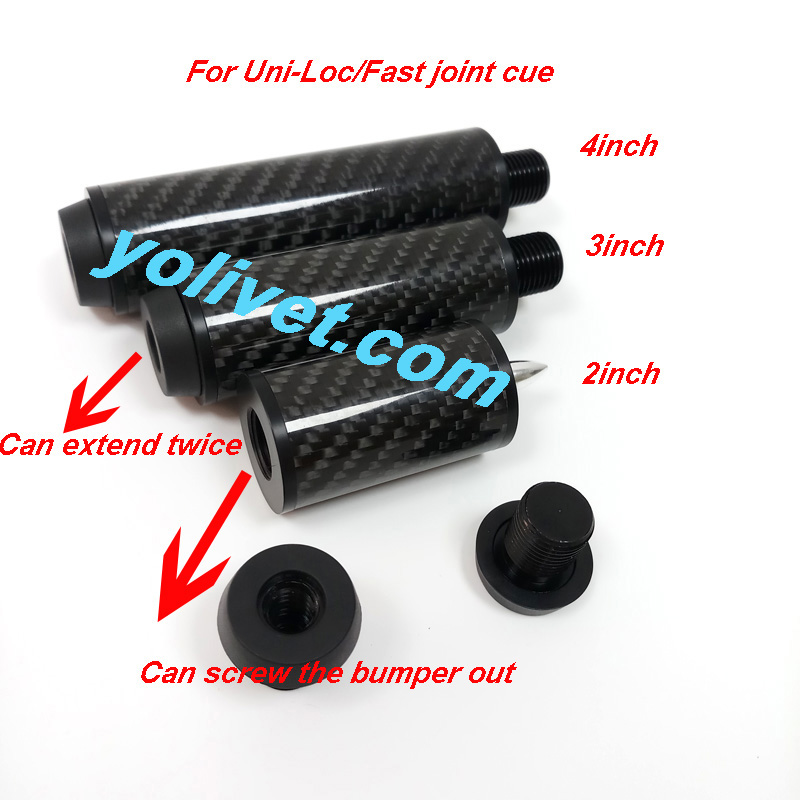 Professional 2inch/3inch/4inch carbon Fast joint cue extend can extend twice Pool cue extender Billiards extensions accessories wholesale
Professional 2inch/3inch/4inch carbon Fast joint cue extend can extend twice Pool cue extender Billiards extensions accessories wholesale