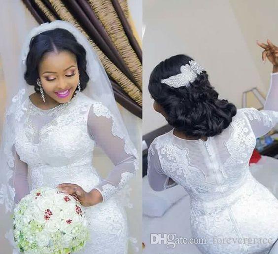 2019 South African Lace Appliques White Mermaid Wedding Dress Sheer Long Sleeves Sweep Train Garden Bride Bridal Gown Custom Made Plus Size
2019 South African Lace Appliques White Mermaid Wedding Dress Sheer Long Sleeves Sweep Train Garden Bride Bridal Gown Custom Made Plus Size