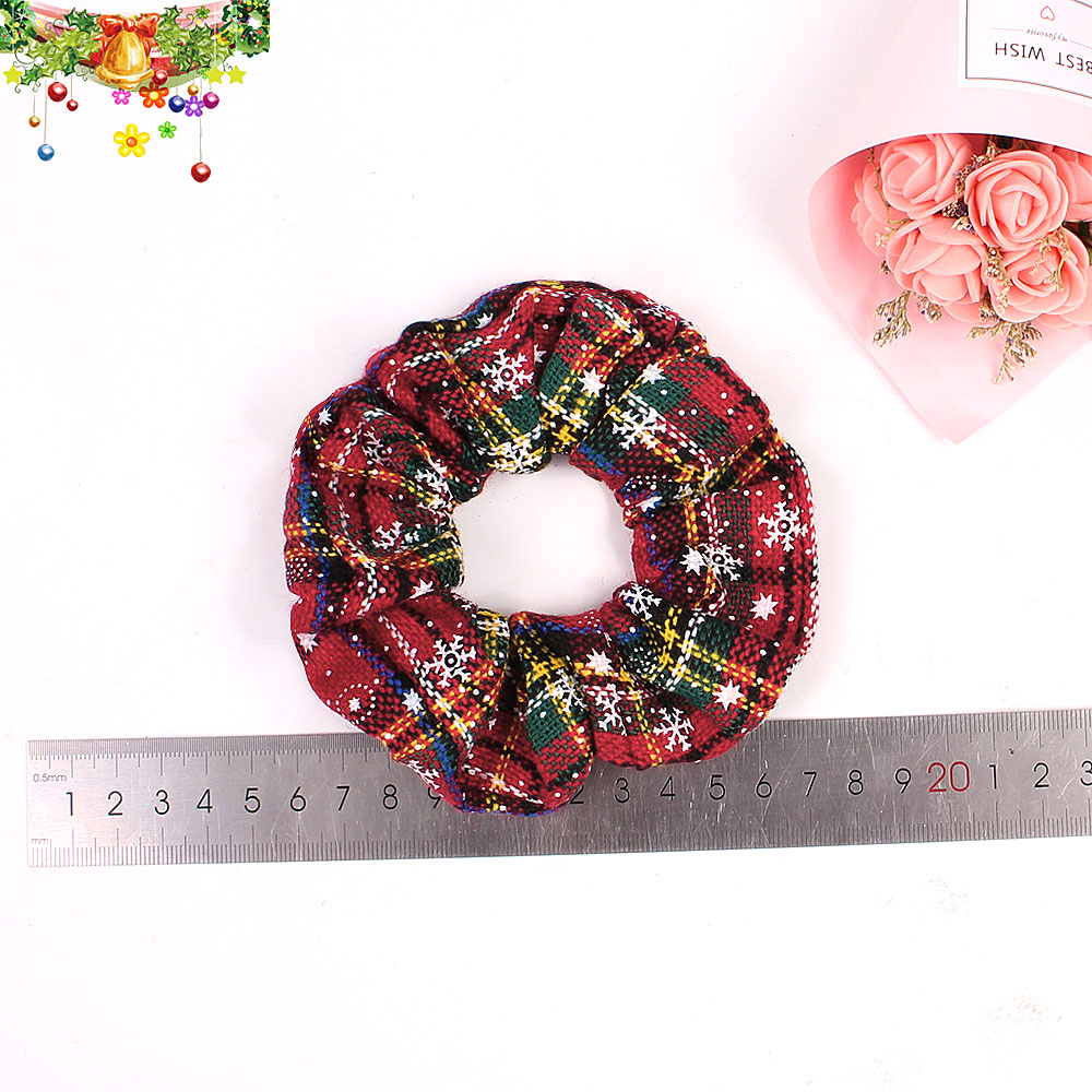 Christmas Scrunchies Hair Bands Women Scrunchy Elastic Hair Ties Girls Ponytail Holder Festival Fabric Cloth Hair Accessories 0925B