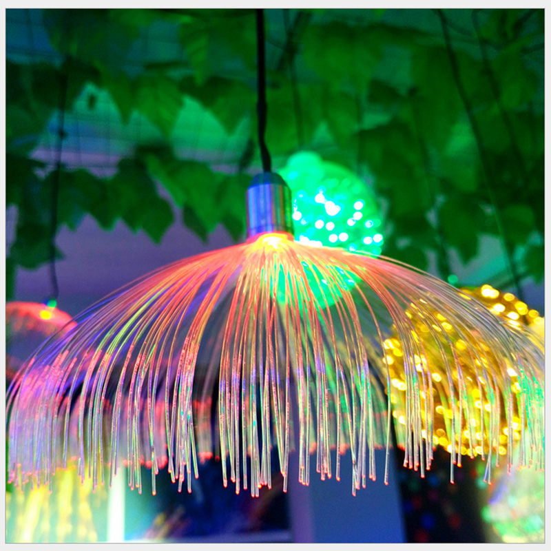 Outdoor LED Jellyfish Fiber Optic Colorful Light Hanging Lights Living Room Restaurant Home Decor Wedding Party Neon Sign Waterproof IP66 10pcs
