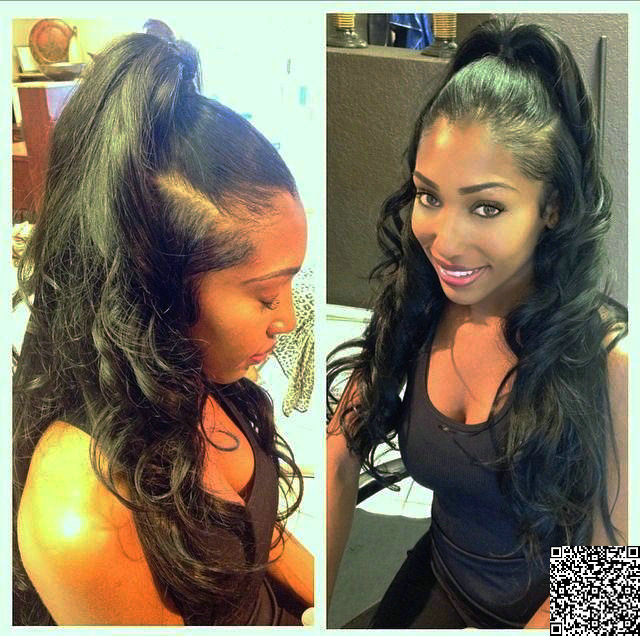 Remy hair horse ponytail human hair clip in body wave brown human hair pony tail extension #1b pony tail Hairpiece