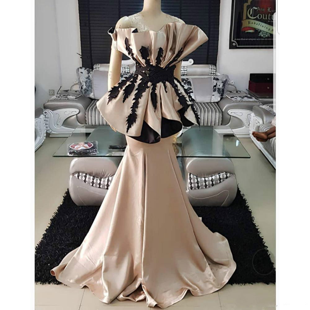 Arabic Off Shoulder Mermaid Prom Dresses Lace Appliques Peplum Formal Evening Dress Dresses Party Wear Custom Made Party Gowns