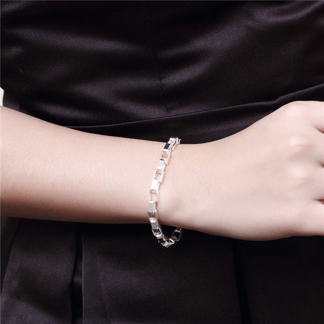 Hot sale best gift 925 silver Big long box hand DFMCH203,Brand new fashion 925 sterling silver plated Chain link bracelets high grade