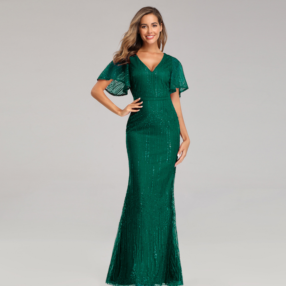 2020 Mermaid Evening Dresses New Fashion Deep V Neck Lace Long Sleeves Arabic Formal Prom Dresses Party Gowns Floor Length