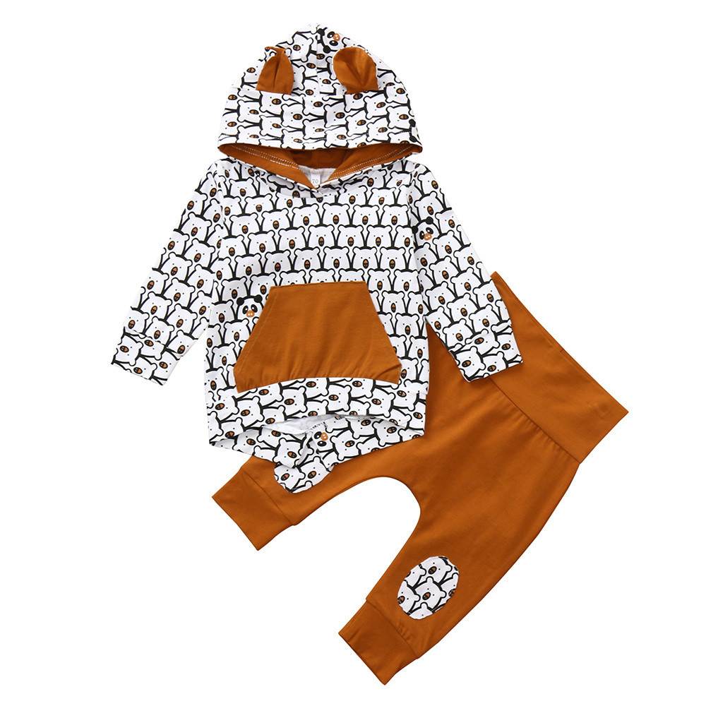 Baby Boys Girls clothes set Long Sleeve Animal Print Tops+ Pants Outfits Clothes baby clothing ropa recien nacido roupas