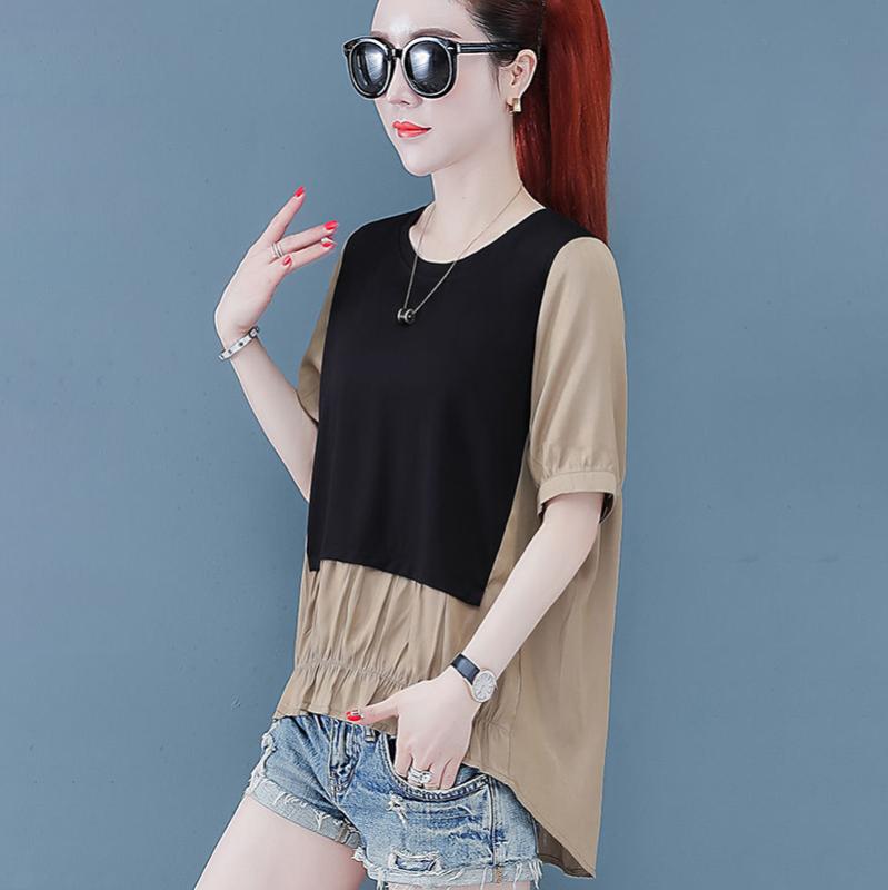 Women Spring Summer Style Chiffon Blouses Shirts Lady Casual Short Sleeve Patchwork Plaid Printed Loose Blusas Tops DF3707, Black
Women Spring Summer Style Chiffon Blouses Shirts Lady Casual Short Sleeve Patchwork Plaid Printed Loose Blusas Tops DF3707, Black