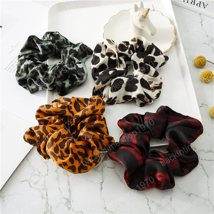 2019 9 Colors Women Girls Leopard Color Cloth Elastic Ring Hair Ties Accessories Lady Ponytail Holder Hairbands Scrunchies Hair Band