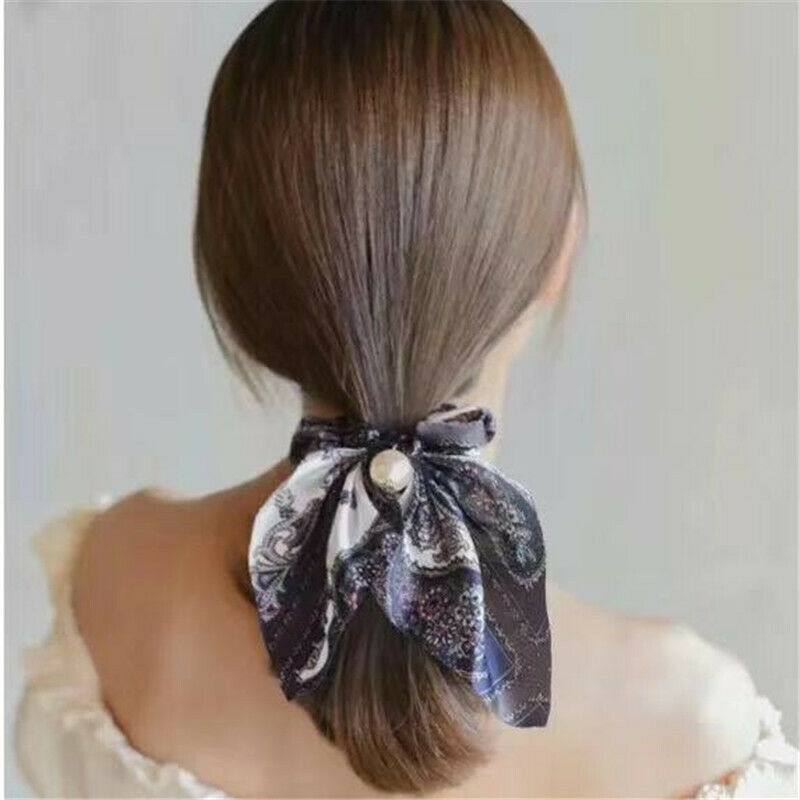 Solid Floral Bow Scrunchie Hair Band Elastic Ties Rope Scarf Accessories hair accessories hair accessories for braids