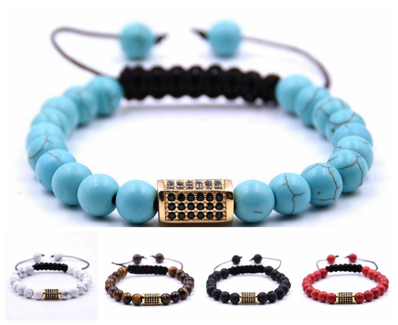 8mm natural lava stone beaded bracelet, men's stress relief yoga beads aromatherapy essential oil diffusion bracelet hand-woven bracelet bra
