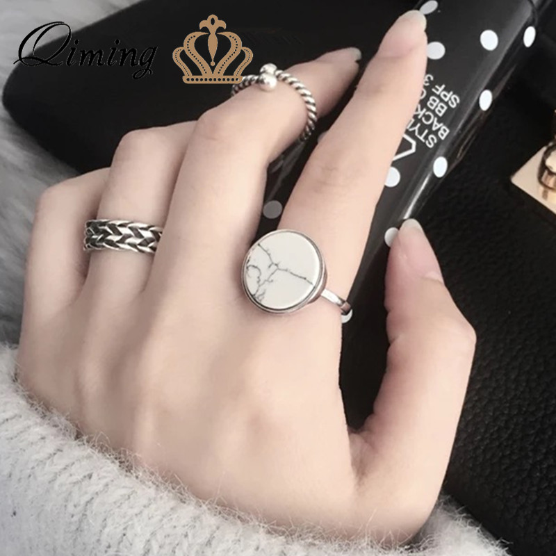 QIMING Marble Pearl Rings Women Big Antique Thai Silver Jewelry Midi Finger Ring Set Anel Anillos Ladies Boho Rings Party Gift
QIMING Marble Pearl Rings Women Big Antique Thai Silver Jewelry Midi Finger Ring Set Anel Anillos Ladies Boho Rings Party Gift