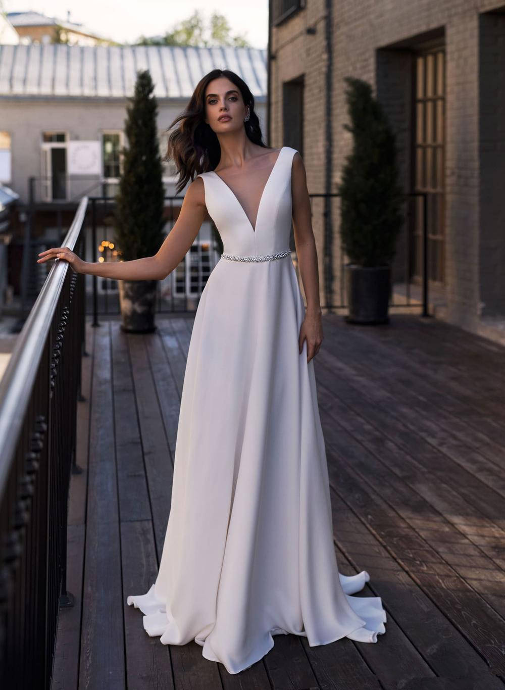 simple bohemian country dresses v neckline satin bridal backless a line beach wedding gowns