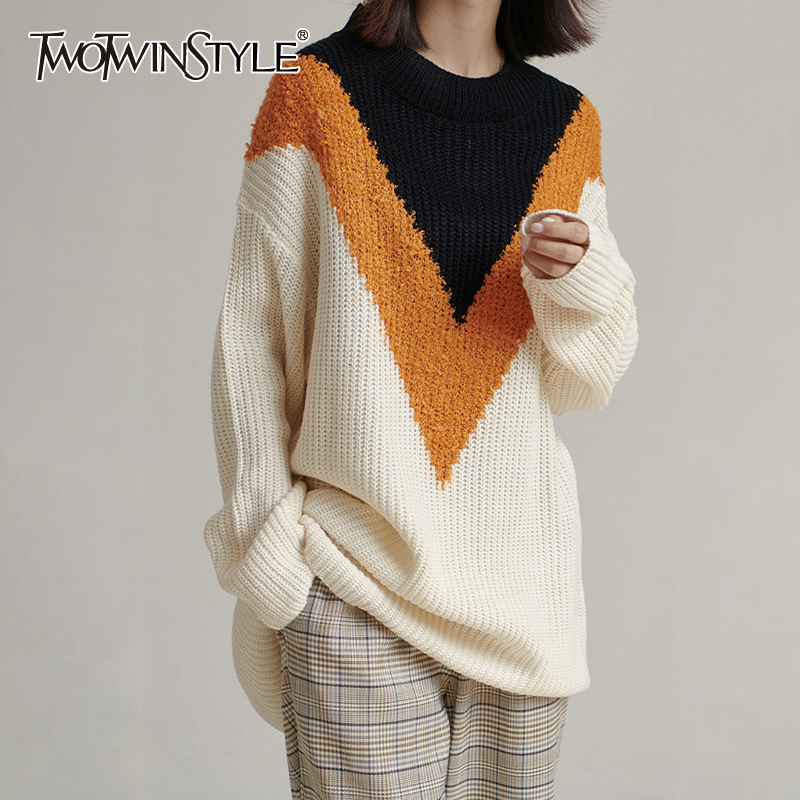 Knitted Patchwork Hit Color Women's Sweater O Neck Long Sleeve Korean Female Sweaters 2019 Autumn Fashion New, As picture
Knitted Patchwork Hit Color Women's Sweater O Neck Long Sleeve Korean Female Sweaters 2019 Autumn Fashion New, As picture